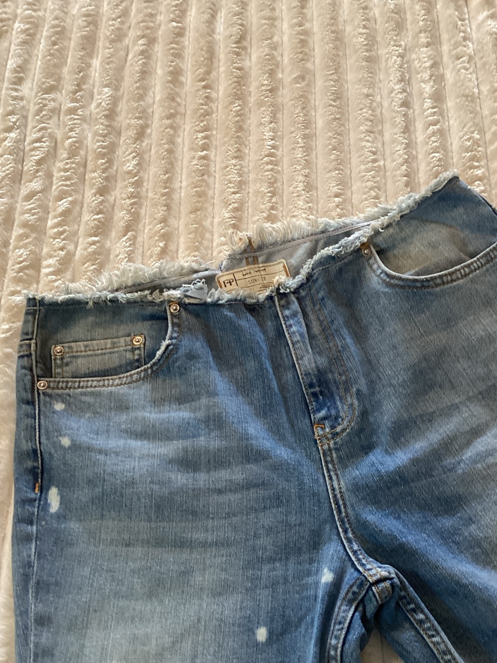 Free People Light Blue Bleach-Splatter Wide Leg Jeans